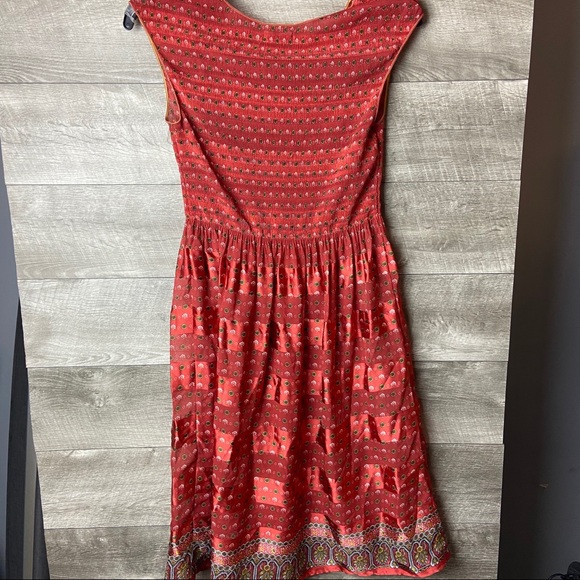 Max studio smocked cap sleeve boho print dress - Picture 9 of 11